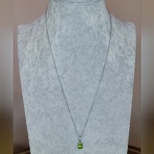 Peridot Pendant and Sterling Silver Necklace